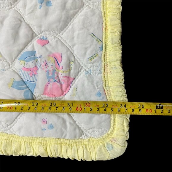 Vintage Baby Blanket Crib Toddler Bedding Dutch Yellow Pink 1950s Kitschy - Picture 10 of 10